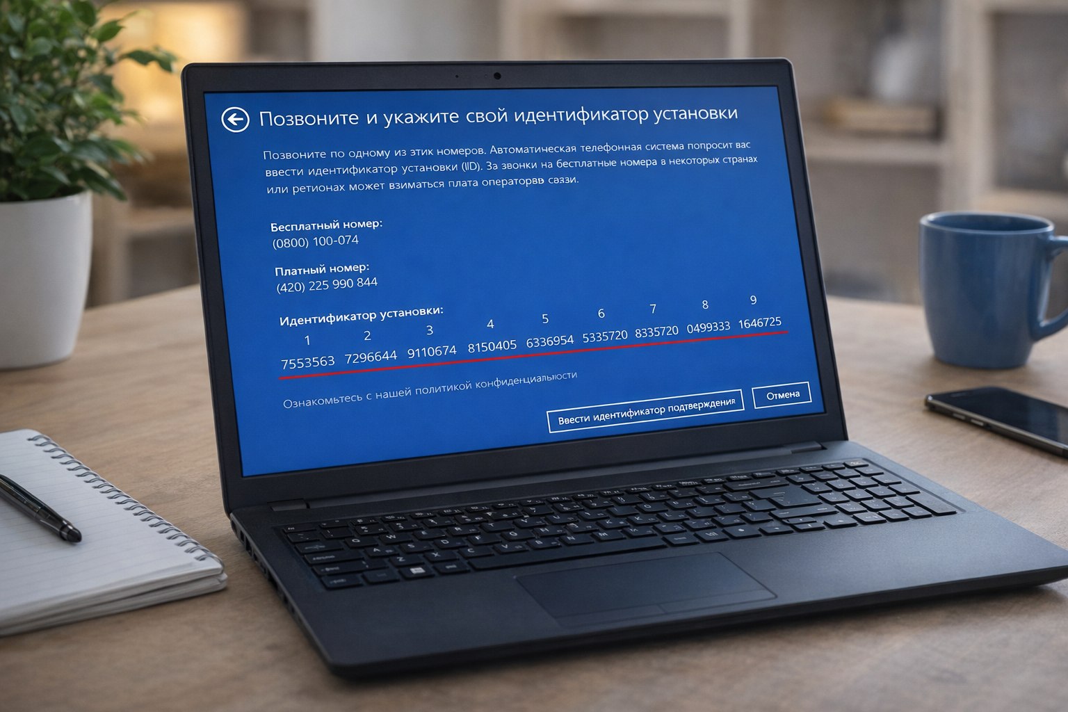 Активация Windows по телефону