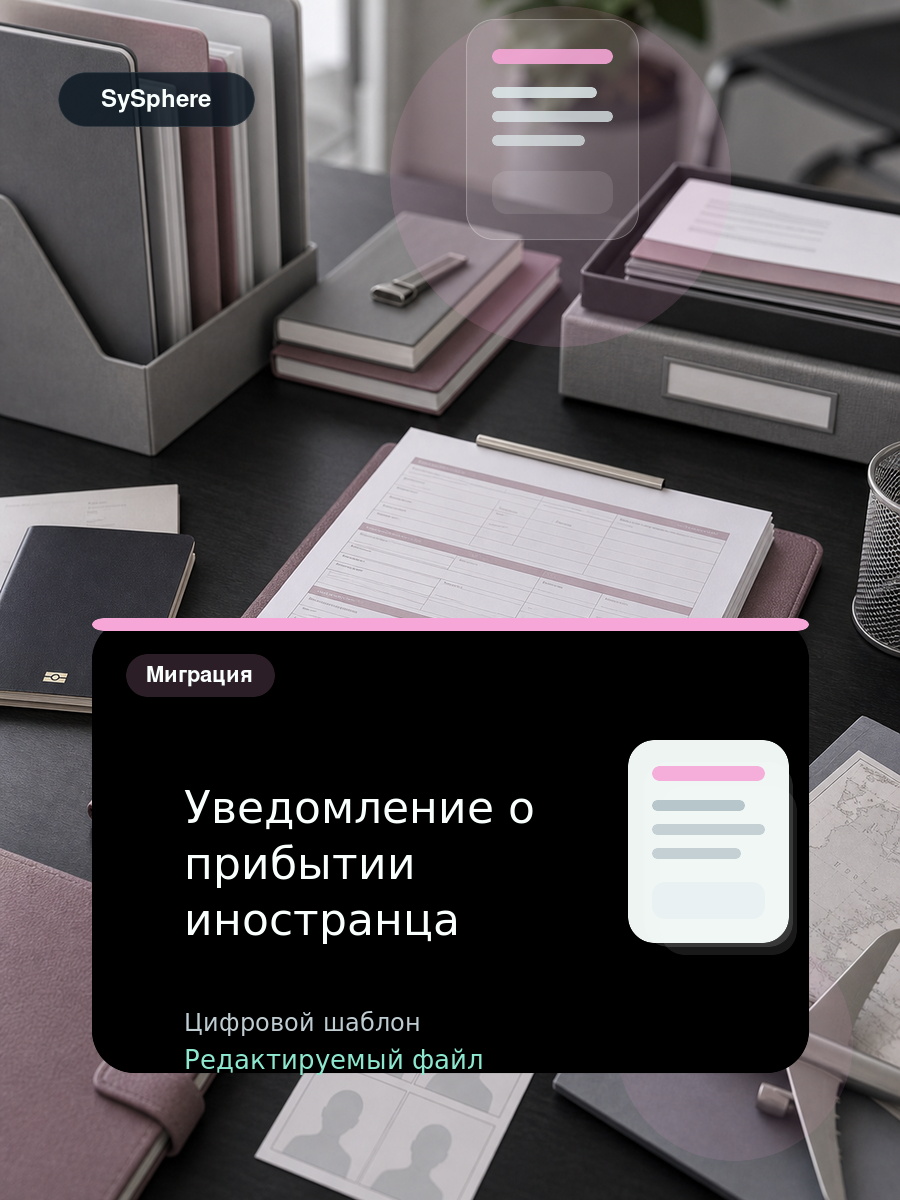 Изображение товара Уведомление о прибытии иностранца