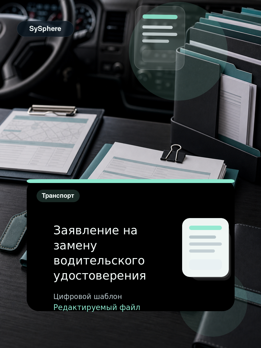 Изображение товара Заявление на замену водительского удостоверения