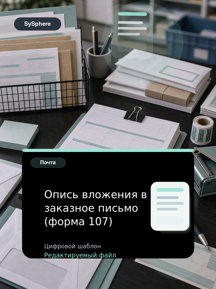 Изображение товара Опись вложения в заказное письмо (форма 107)